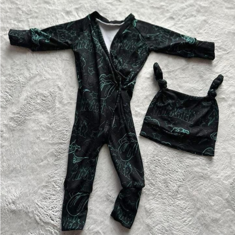 Custom River Romper + Double Knotted Hat